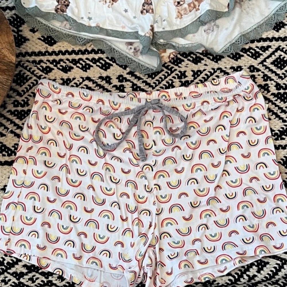 Rae Dunn Multicolor Rainbow Print Shorts